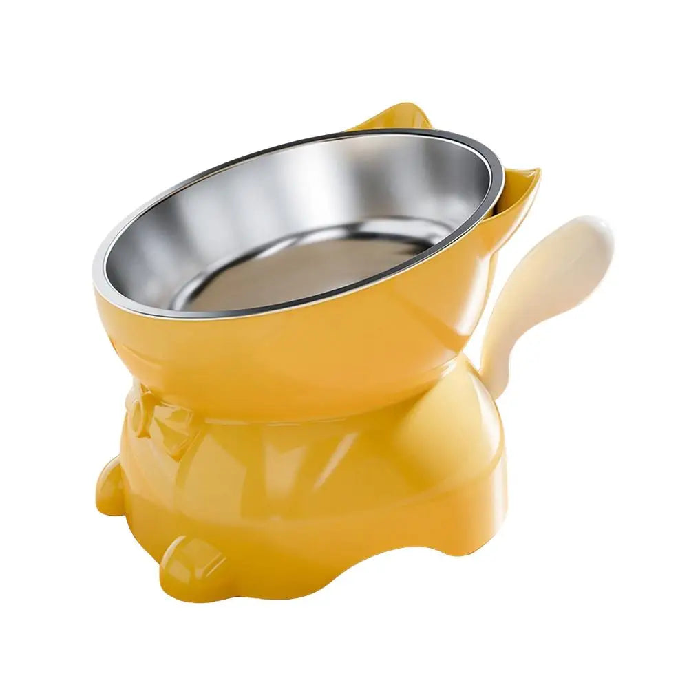 Raised Tilted Stainless Steel Cat Bowl