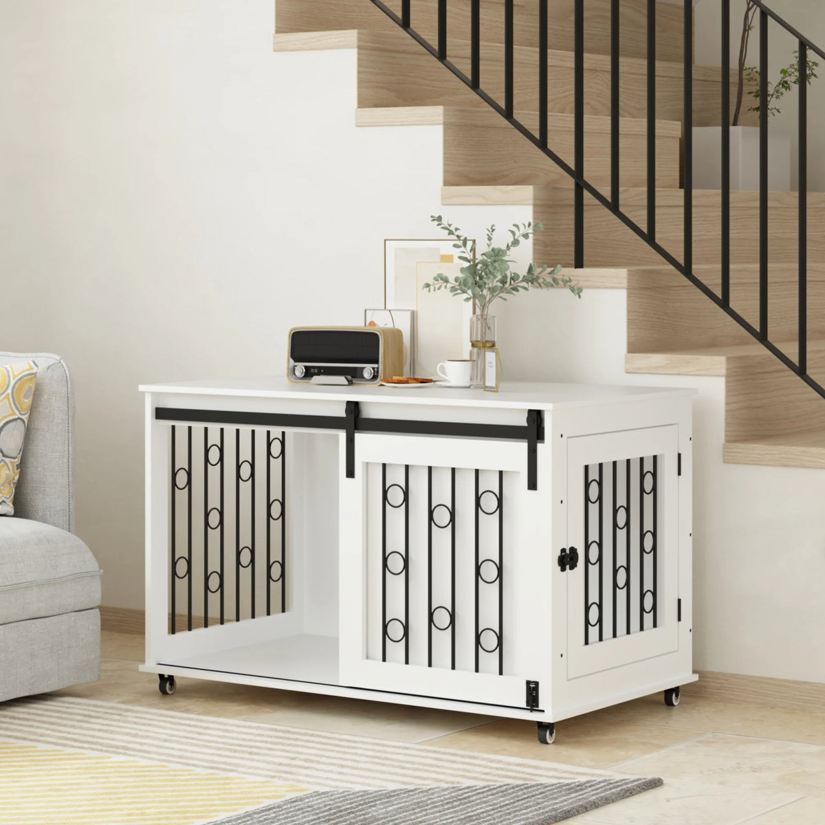 Modern Wooden Dog Crate End Table