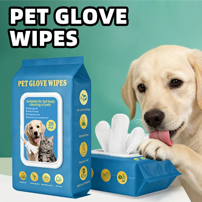 No-Rinse Grooming Glove Wipes for Pets