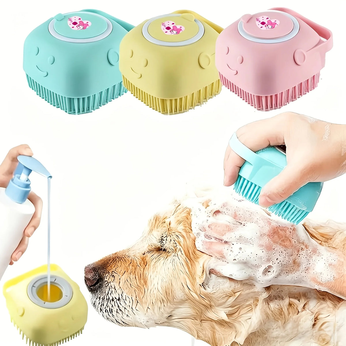 Pet Massage & Bath Brush for Dogs and Cats