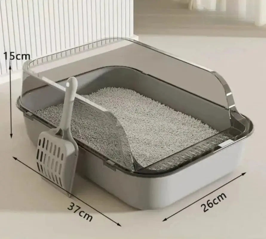 High-Sided Semi-Enclosed Cat Litter Box