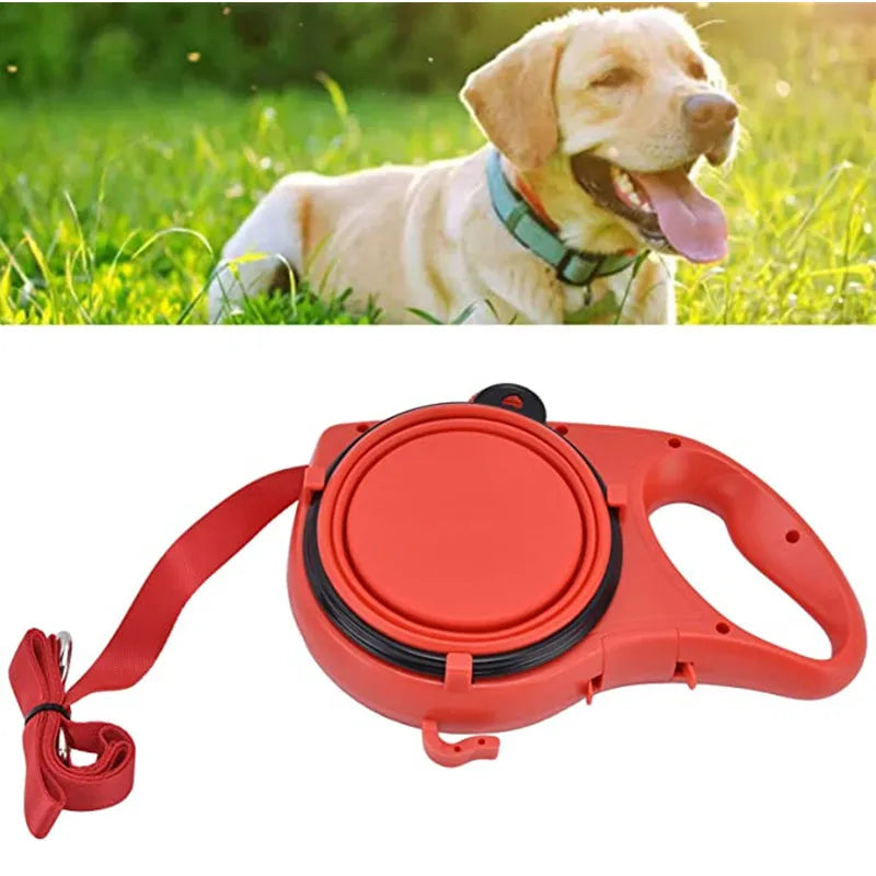 Multifunction Dog Leash with Water Bottle & Bowl