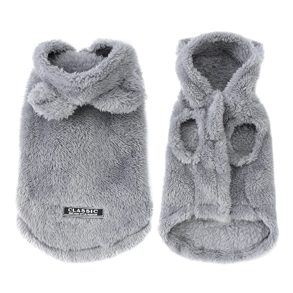 Cute Hooded Dog Cat Clothes Autumn Winter Warm Plush Jacket Soft Pet Hoodie for Small Dogs Kitten Puppy Cozy Fleece Coat Sweater