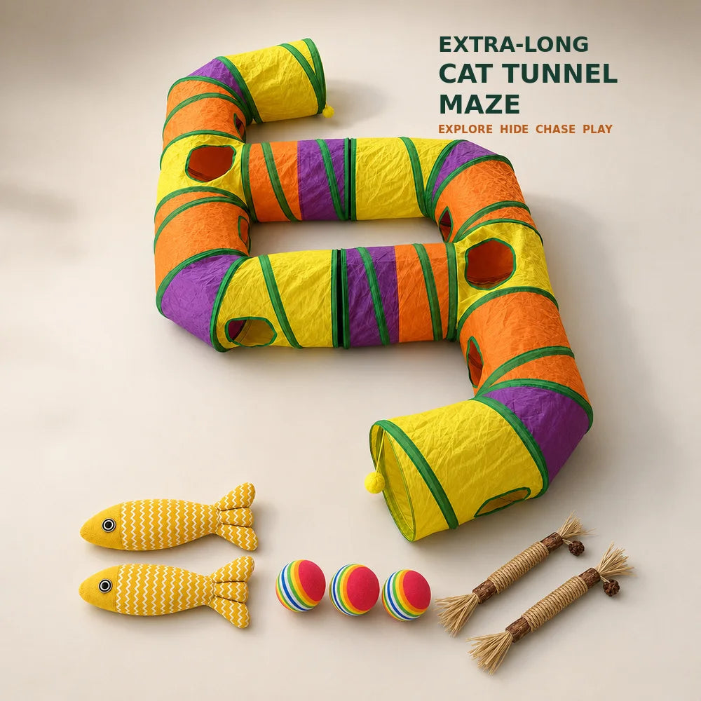 Extra-Long Connectable Cat Tunnel Maze