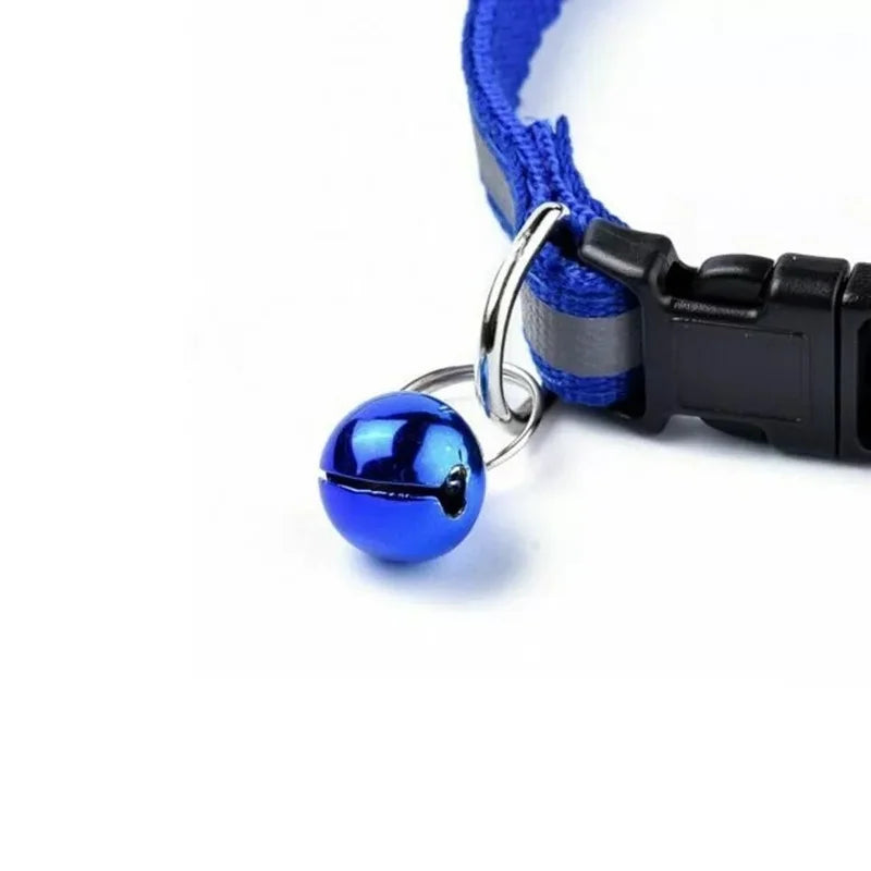 Reflective Dog Collar Pet Cat Puppy Nylon Collar with Bell Neck Adjustable NEW