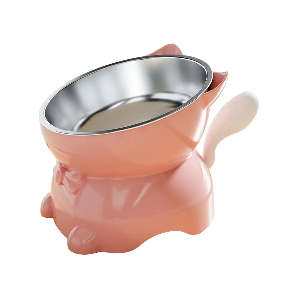 Raised Tilted Stainless Steel Cat Bowl