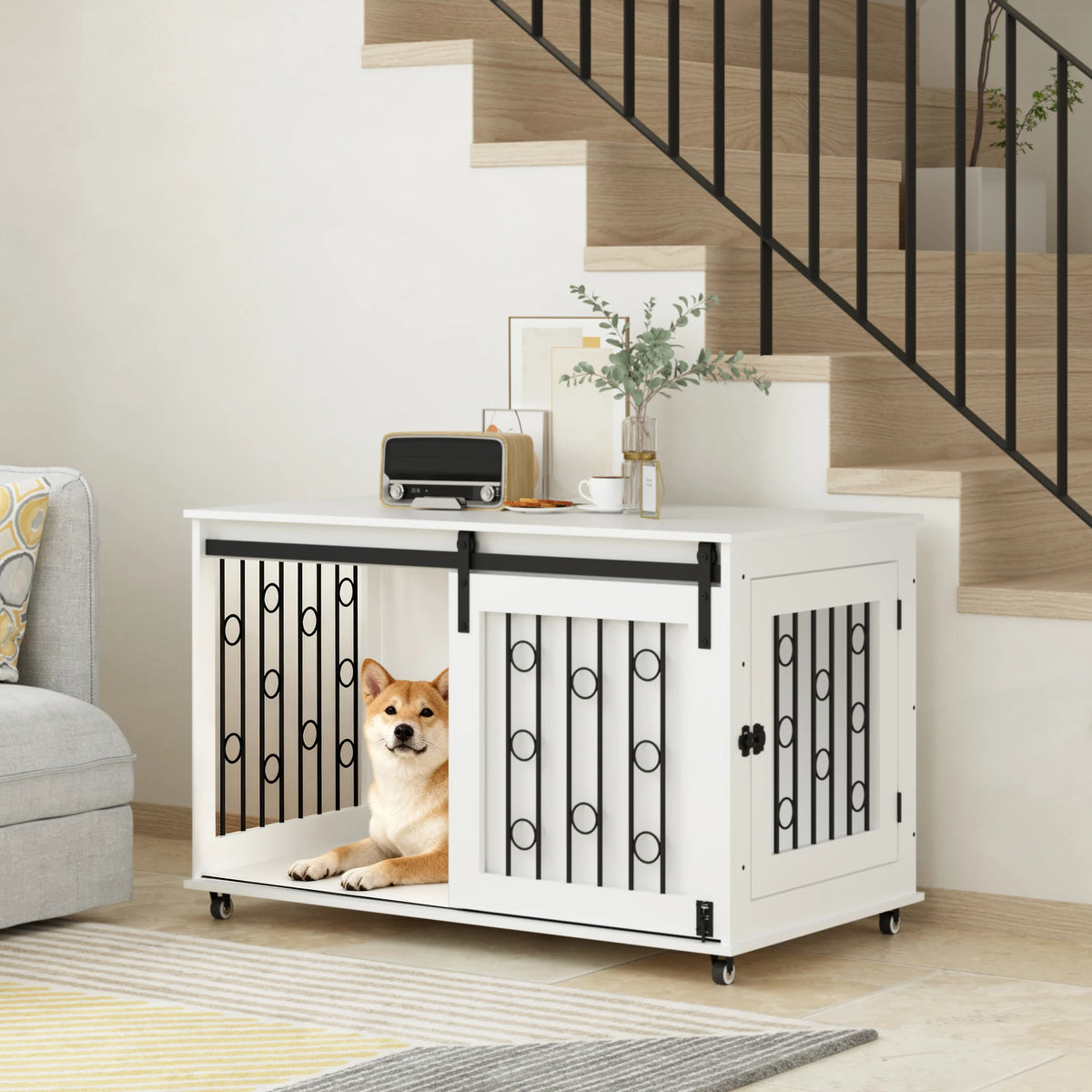 Modern Wooden Dog Crate End Table