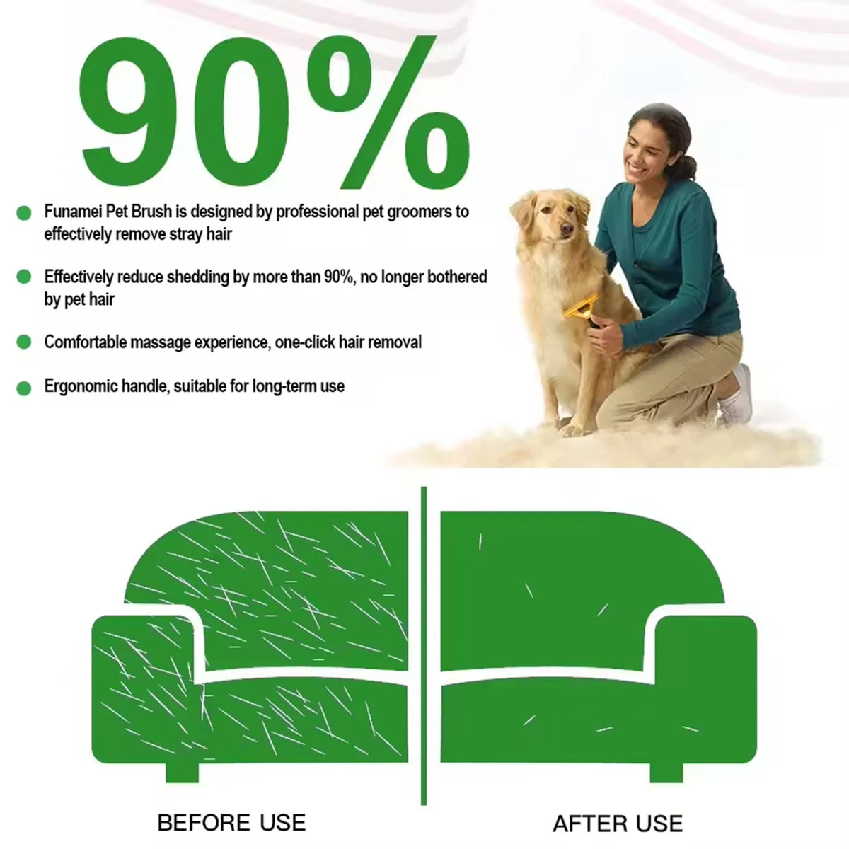 Massage & Deshedding Brush for Dogs and Cats