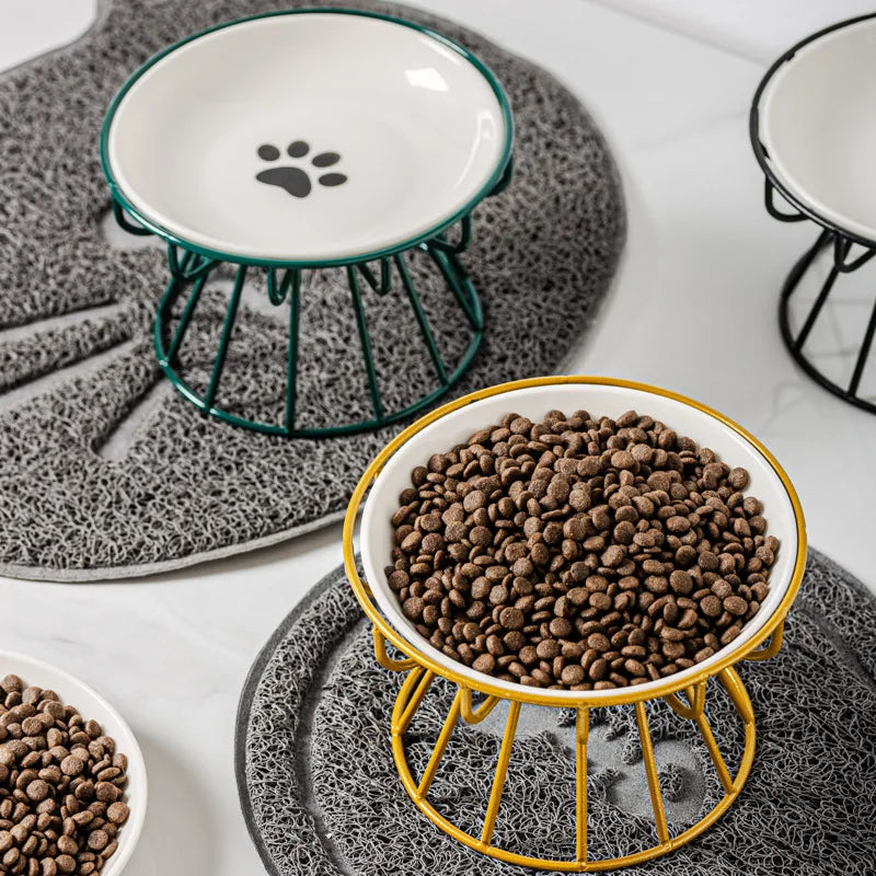 Ceramic cat bowl, pet cat bowl, cat dish, can‑feeding dish, water bowl, kitten dish; supports neck health and helps prevent chin