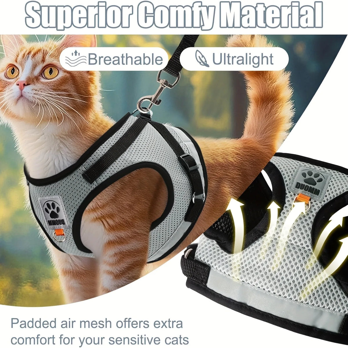 Pets Collar, Harness, Cats Pet Products Kitten Accessories Goods Kittens Harness Leash Things Breast-band Supplies For Cat Home