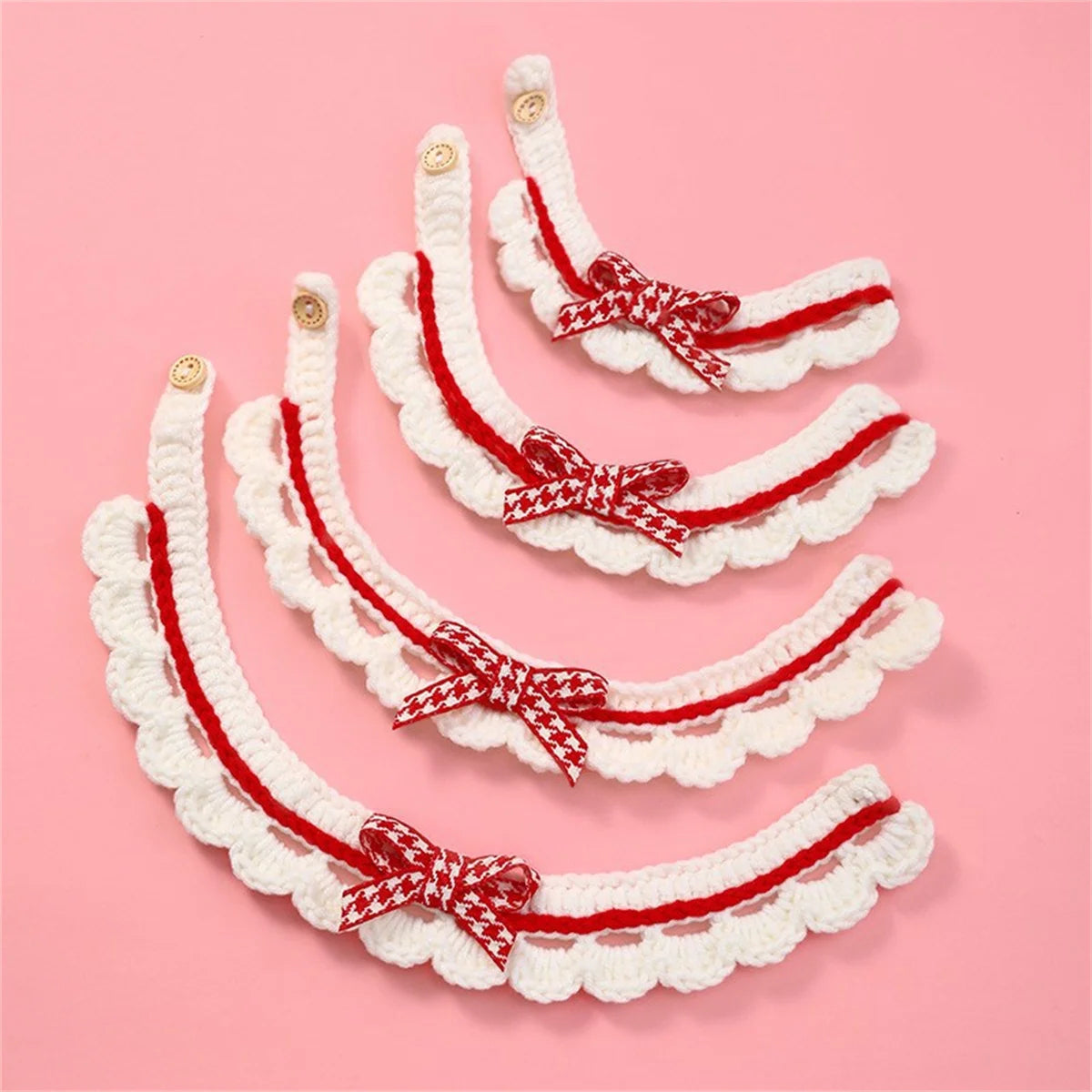 Hand-Knitted Bow Collar for Cats & Dogs