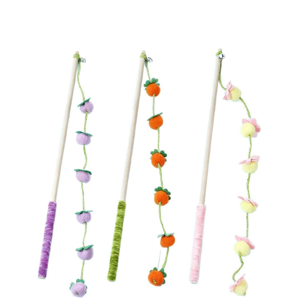Cat Toy Wooden Handle Persimmon String Cat Toy with Bell Scratch and Bite Resistance Cat Pet Cat Toy Cat Toy Replacement Head