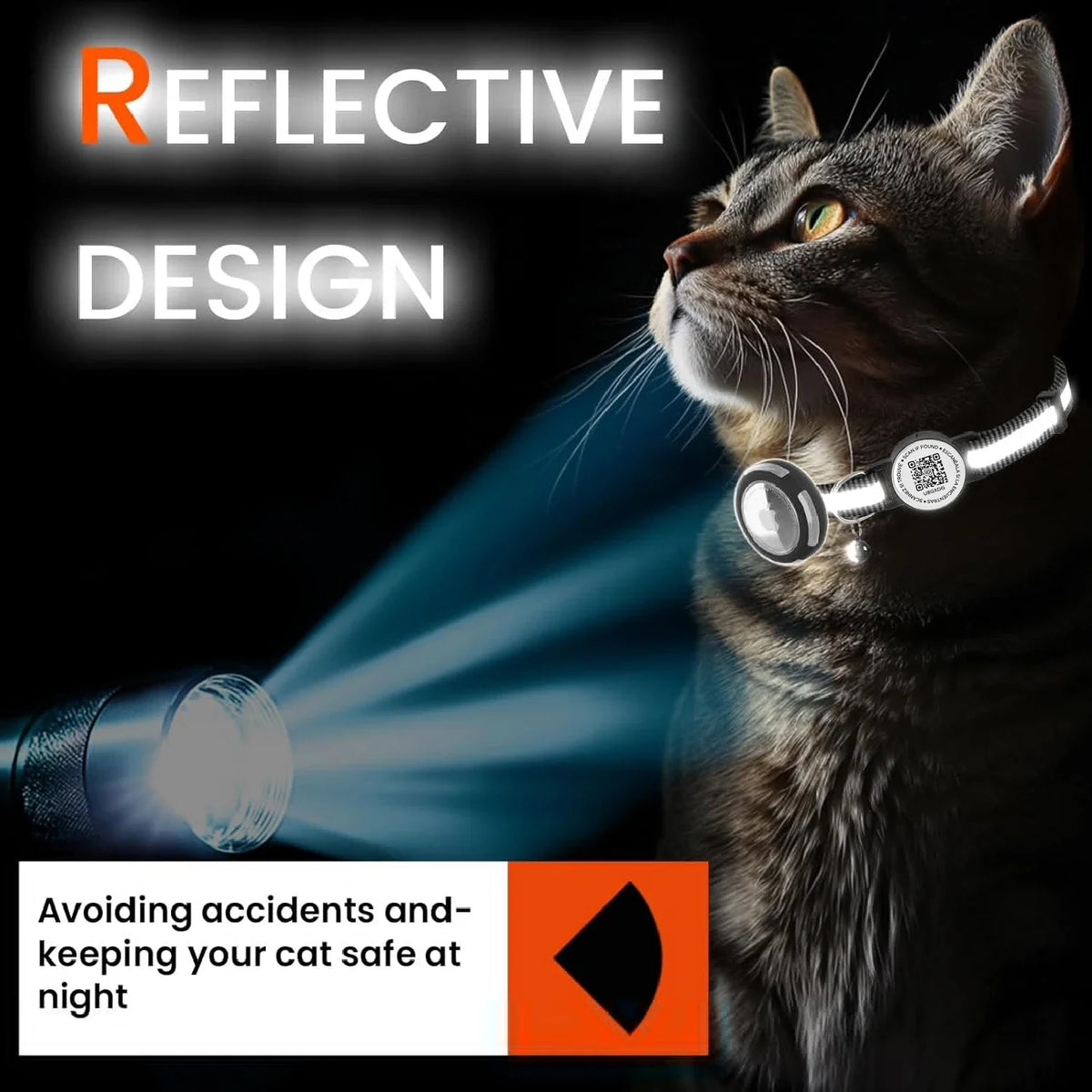 Anti-loss Cat Collar with Airtag Holder, Breakaway QR Code Tag Buckle, Adjustable kittens collar with for apple Air Tag case
