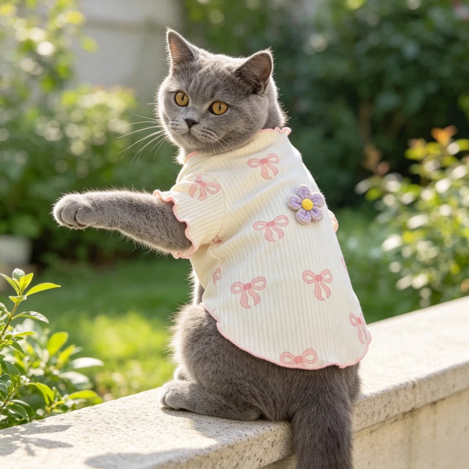 Soft Pet Vest Summer Wear Comfortable for Small Dogs Cats Cute Design Pet Clothing Summer Outfit Lightweight Breathable Elastic Dog Tshirt
