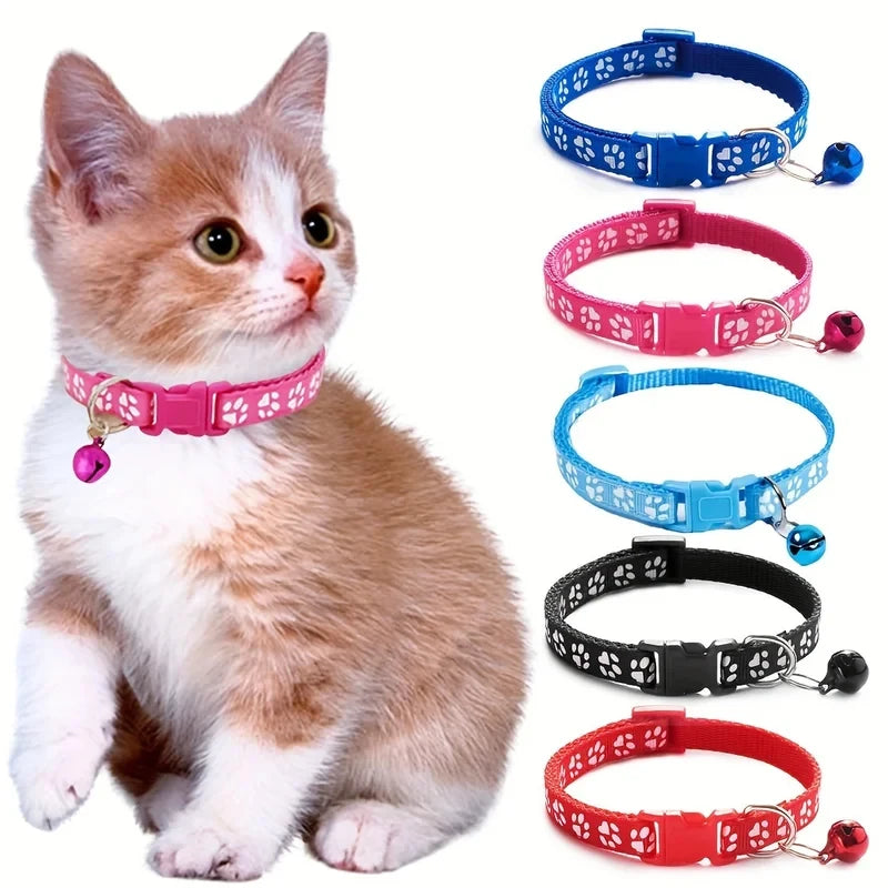 Colorful Adjustable Cat Collar with Bell
