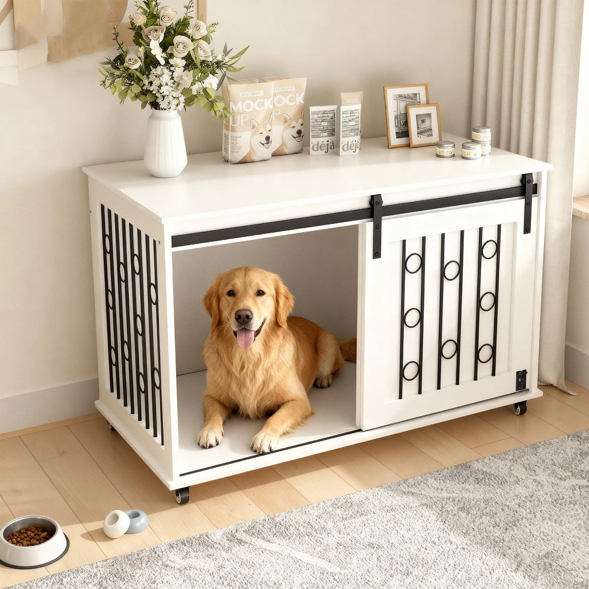 Modern Wooden Dog Crate End Table
