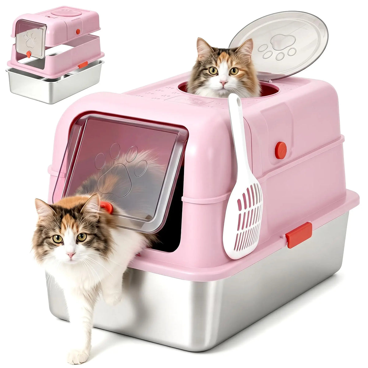 XL Stainless Steel Enclosed Cat Litter Box