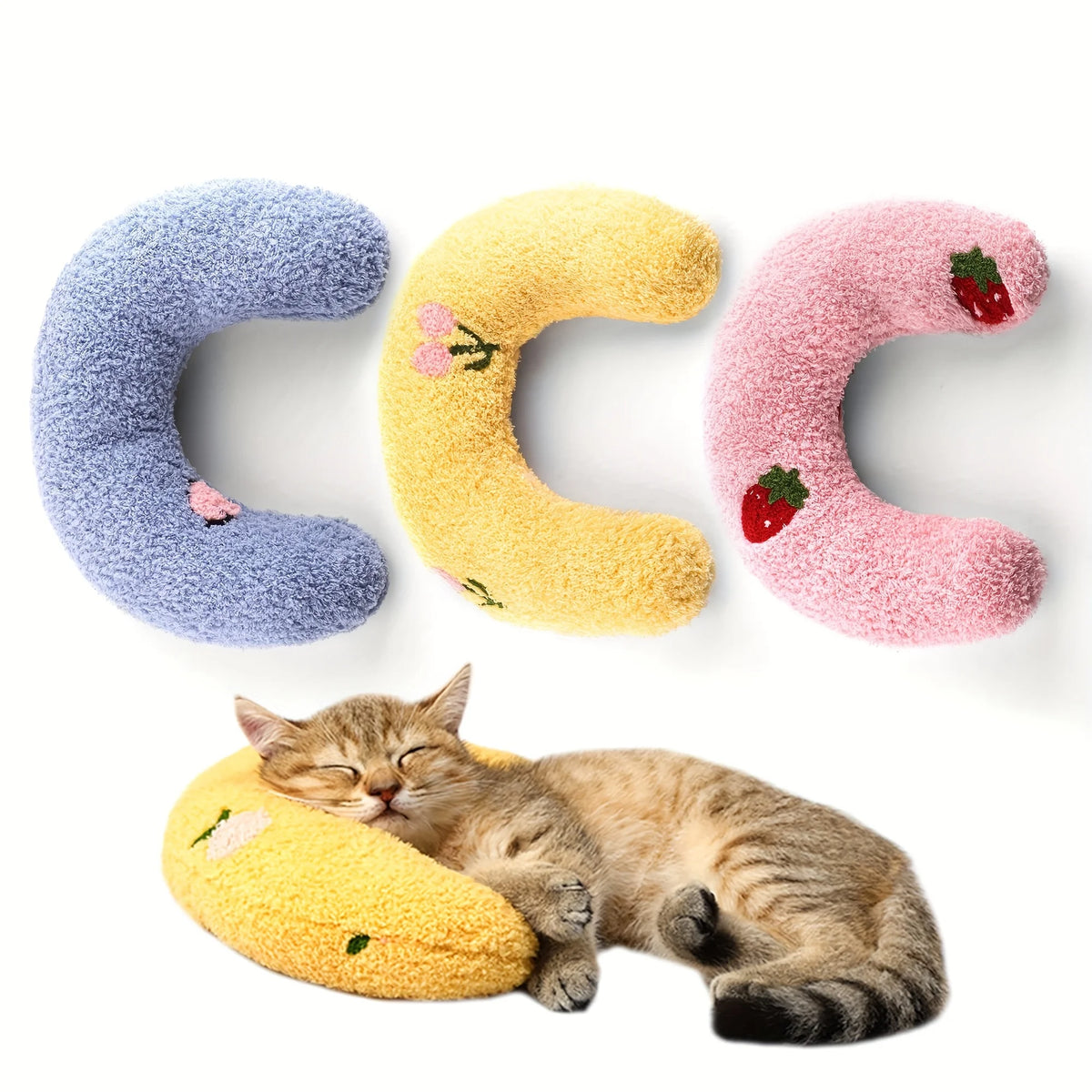 NEW 2026 Cat Moon Shaped Pillow Super Soft Plush Half Donut Pillow Pet Toy Cat Sleeping Pillow, Dog Universal Mat, Pet Supplies