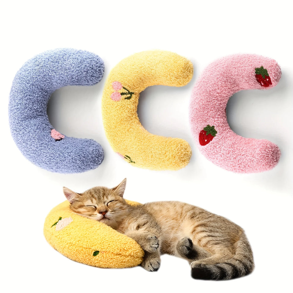 NEW 2026 Cat Moon Shaped Pillow Super Soft Plush Half Donut Pillow Pet Toy Cat Sleeping Pillow, Dog Universal Mat, Pet Supplies