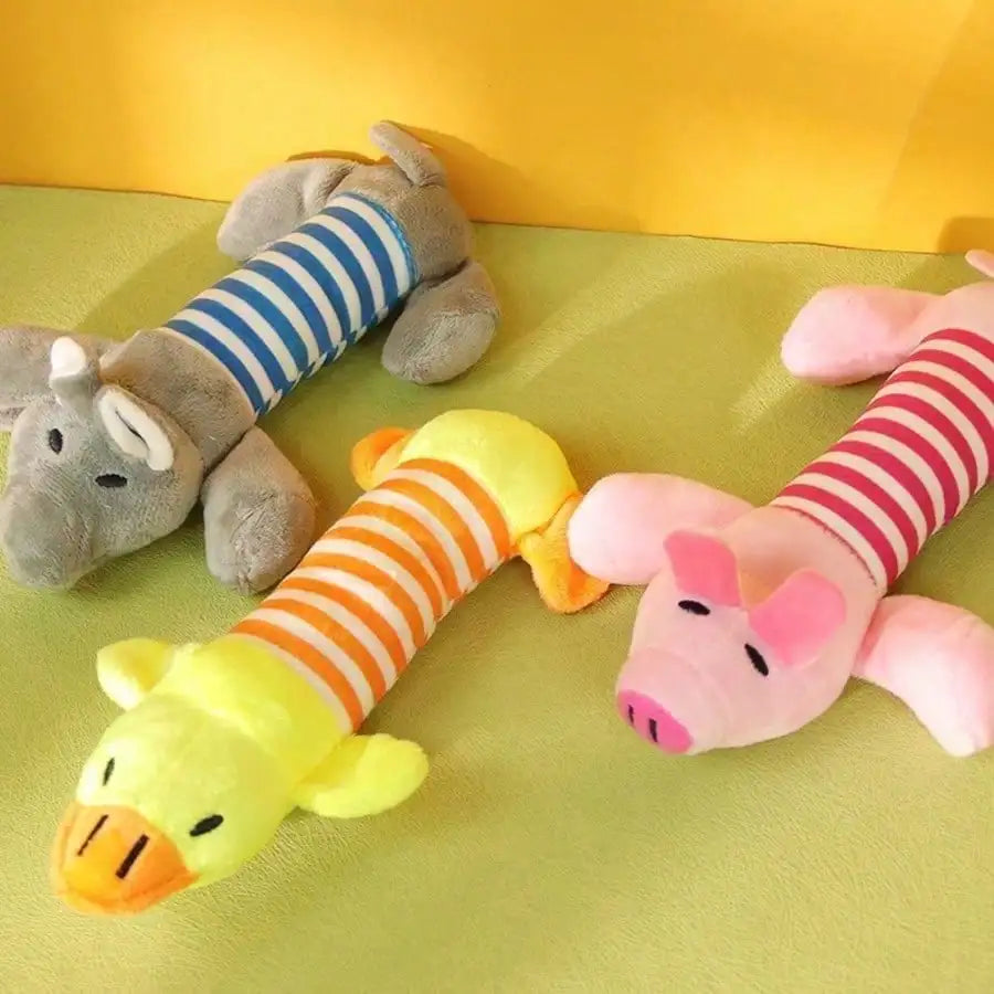 1pc Durable Plush Dog Chew Toy With Squeaker, Long Body Stuffed Animal For Small To Large Dogs, Bite-Resistant Interactive Pet Toy For Light & Moderate Chewers SP260514161649697735363
