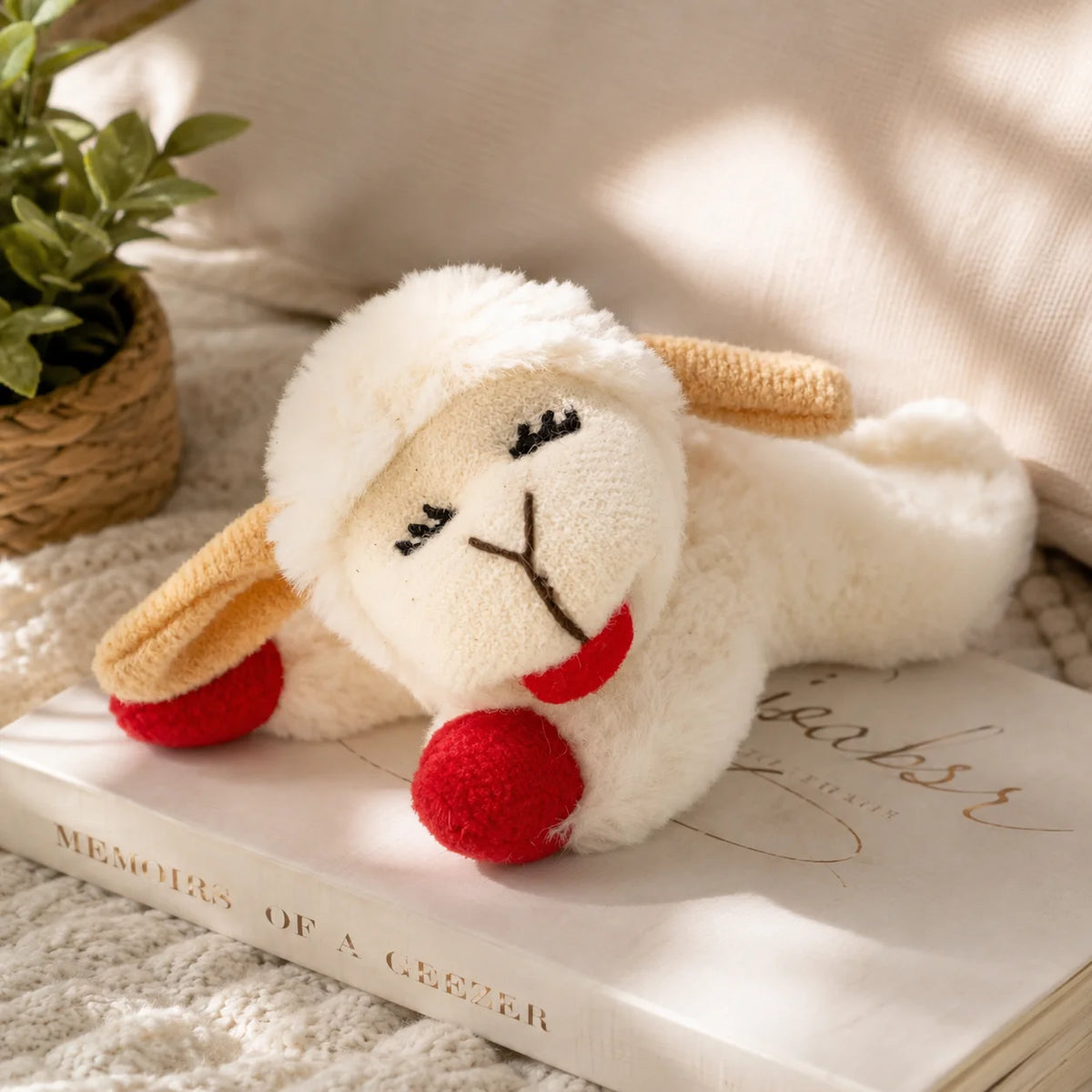 Lamb Chop Cat Toy Soft Plush Interactive Pet Plaything for Cats Plush Material Unisex Color as Picture Show
