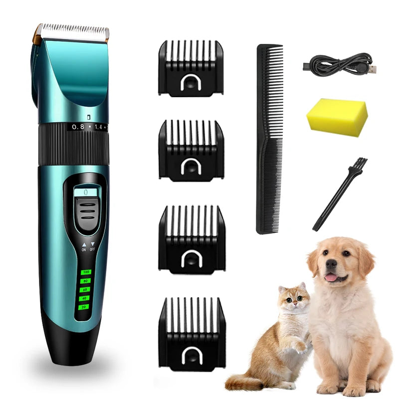 Professional Pet Hair Clipper Rechargeable Dog Cat Trimmer Battery Display Grooming Haircut Low Noice Razor Dog Hair Clipper