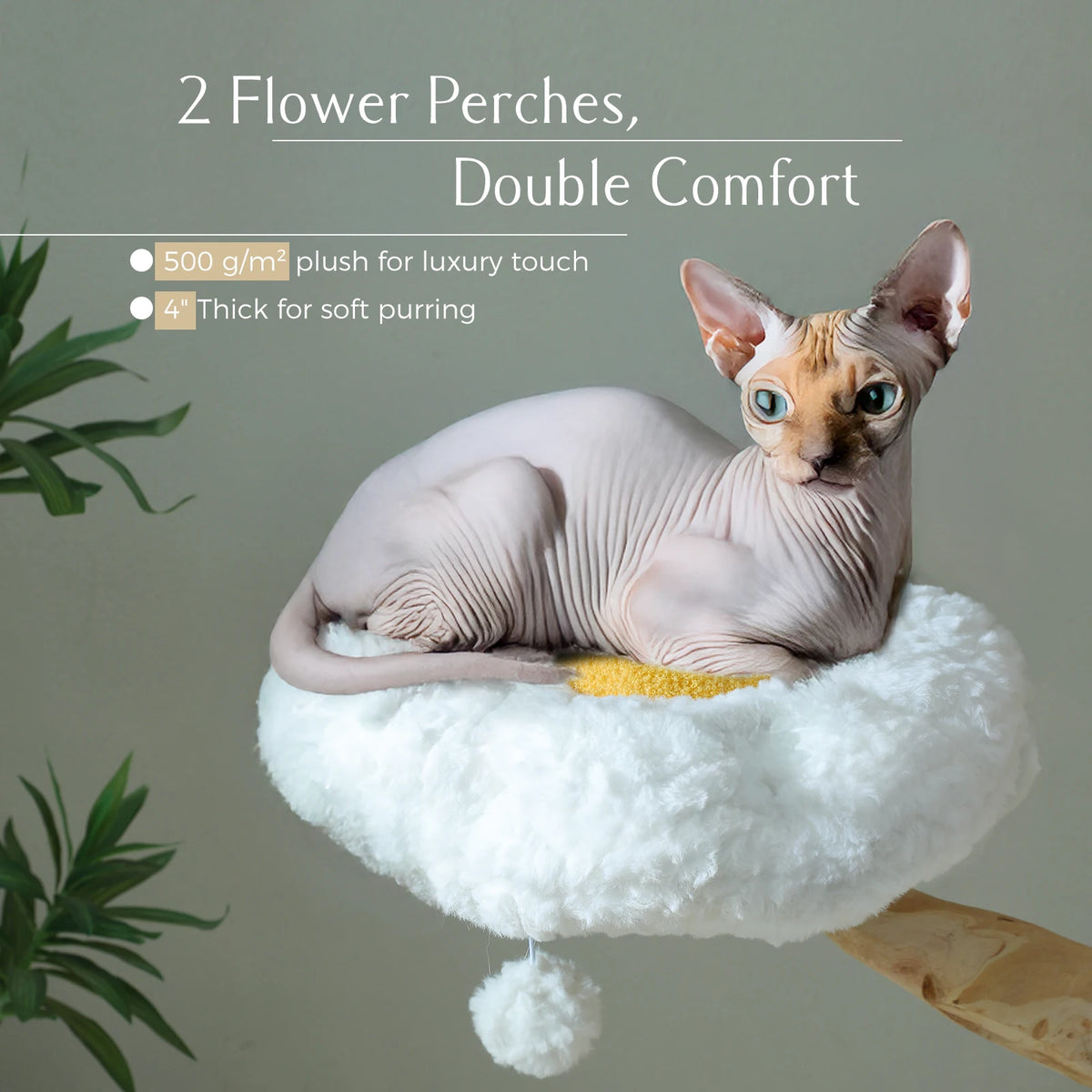 Large Cat Tree with Wicker Basket Bed