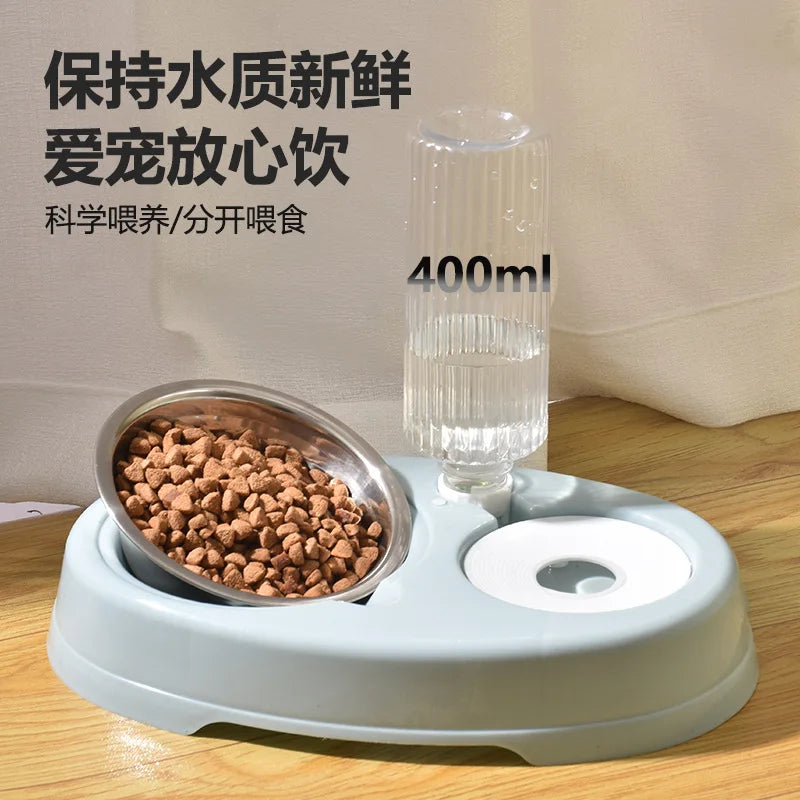 Cat bowl cat bowl dog bowl drinking water integrated dog automatic drinking water anti-knock pet double bowl cat supplies