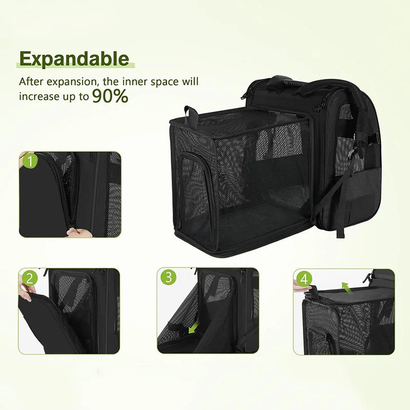 Expandable Pet Travel Backpack for Cats & Dogs