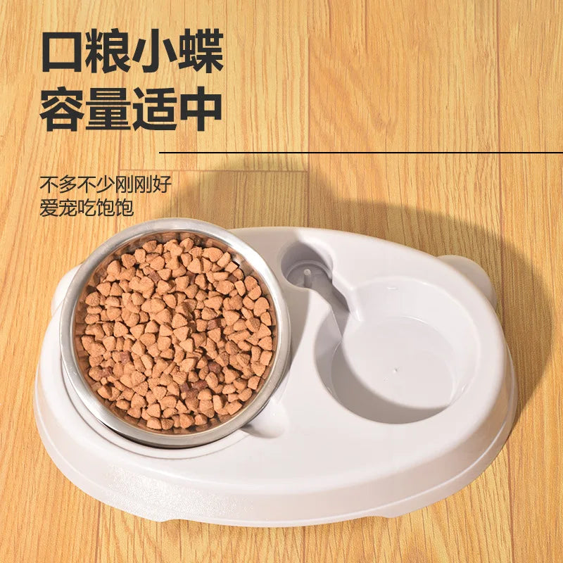 Cat bowl cat bowl dog bowl drinking water integrated dog automatic drinking water anti-knock pet double bowl cat supplies