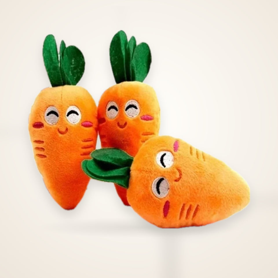 Carrot Plush Squeaky Chew Toy for Dogs – studio photo