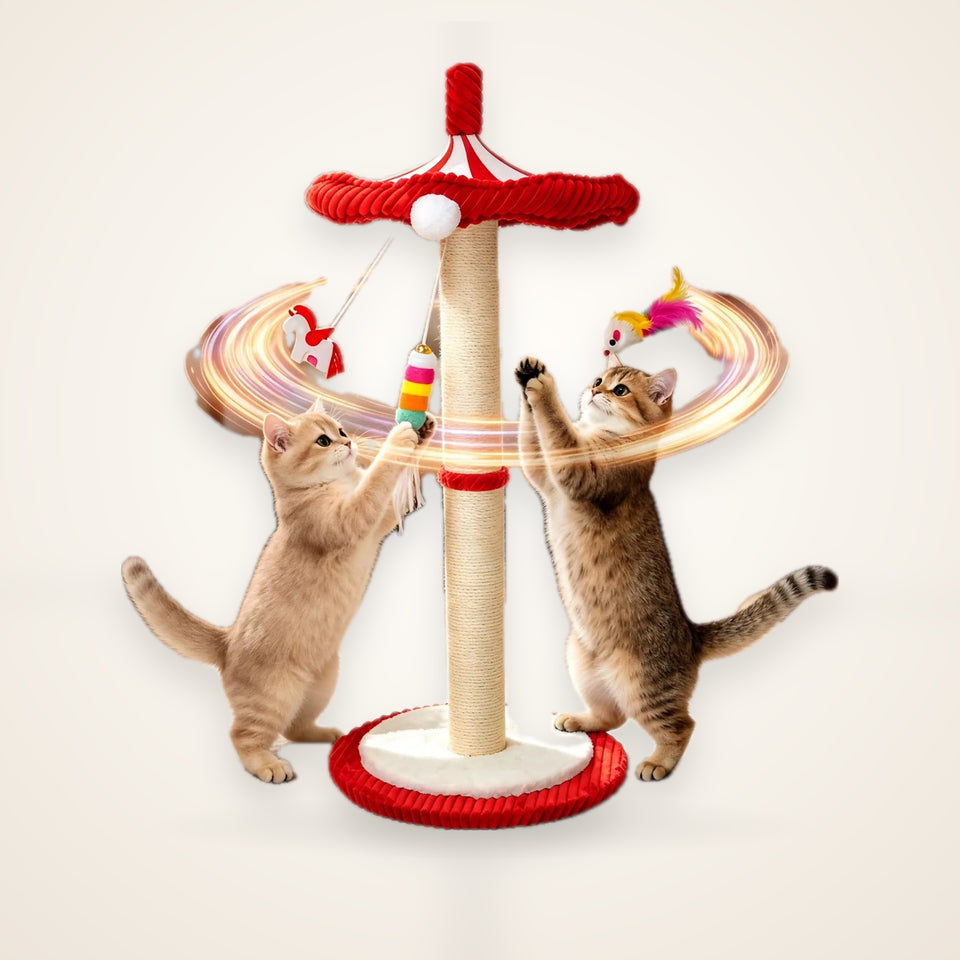 Carousel Cat Tree with Rotating Top & Toys – studio photo