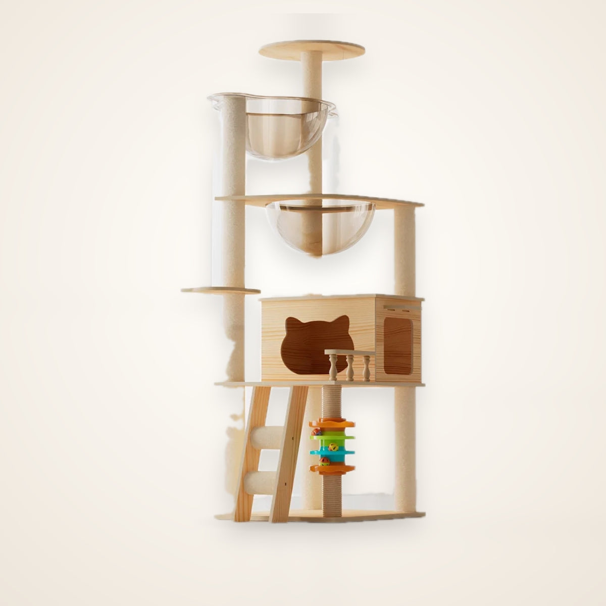 59-Inch Modern Wood Cat Tree & Tower – studio photo