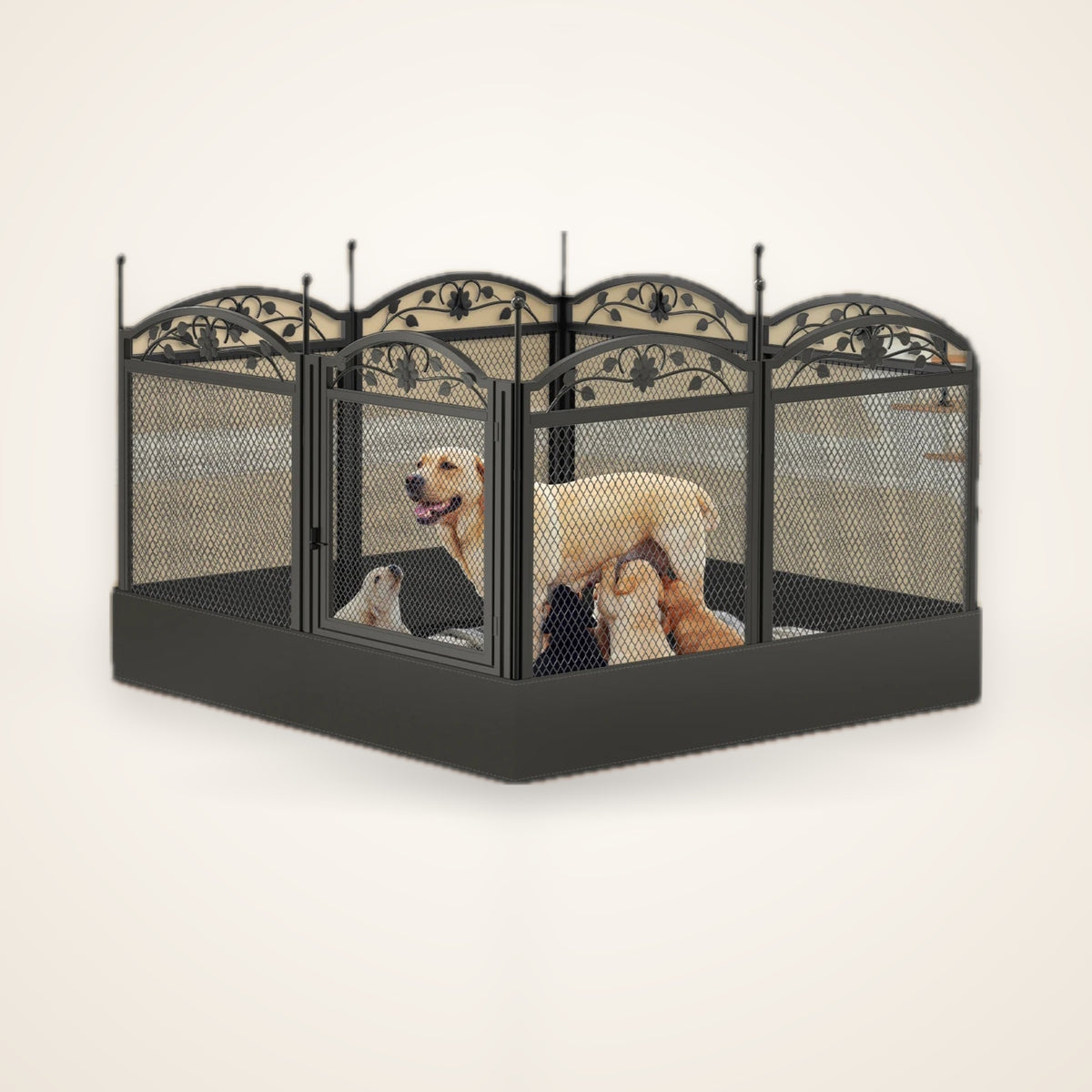 8-Panel Heavy-Duty Dog Playpen with Pad – studio photo