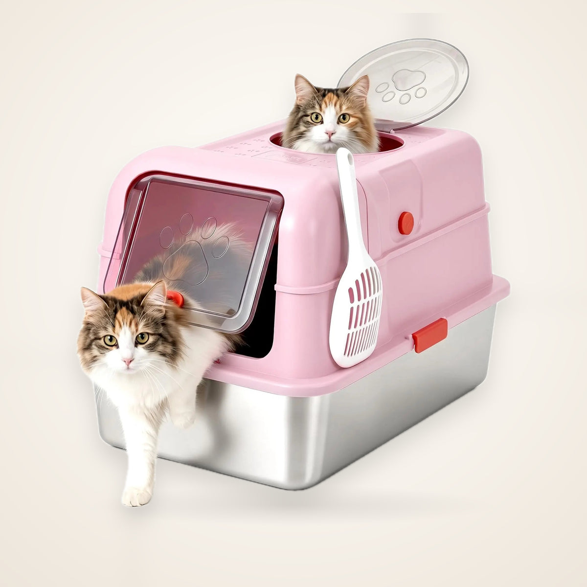 XL Stainless Steel Enclosed Cat Litter Box – studio photo