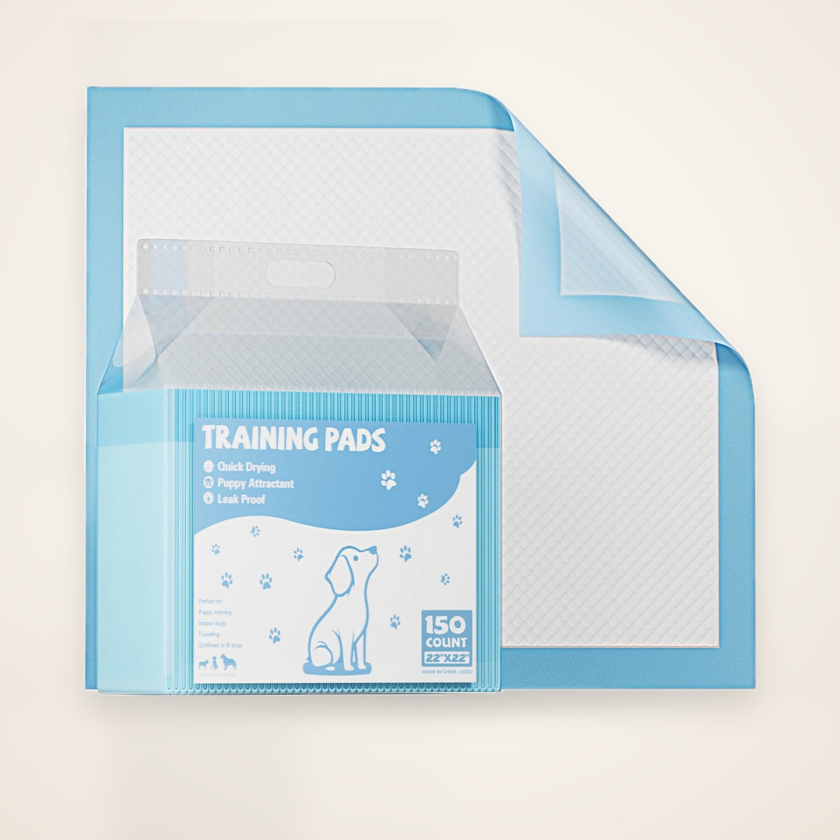 150-Count Super-Absorbent Pet Training Pads – studio photo