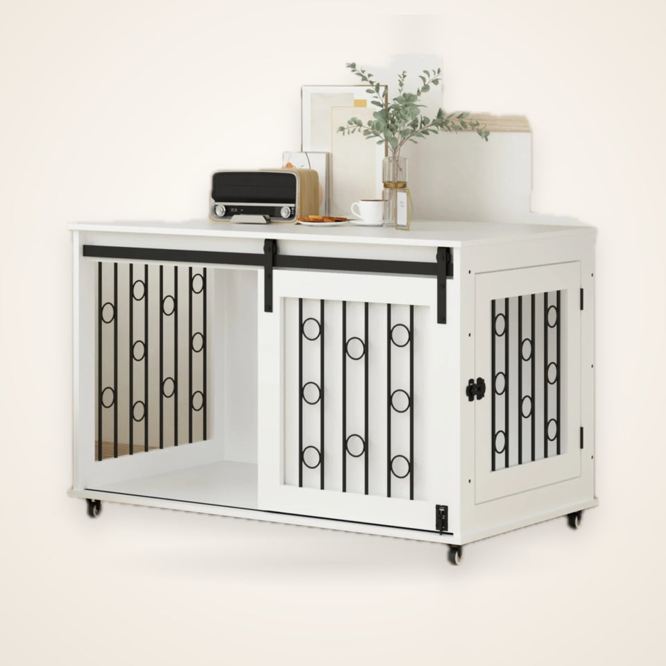 Modern Wooden Dog Crate End Table – studio photo