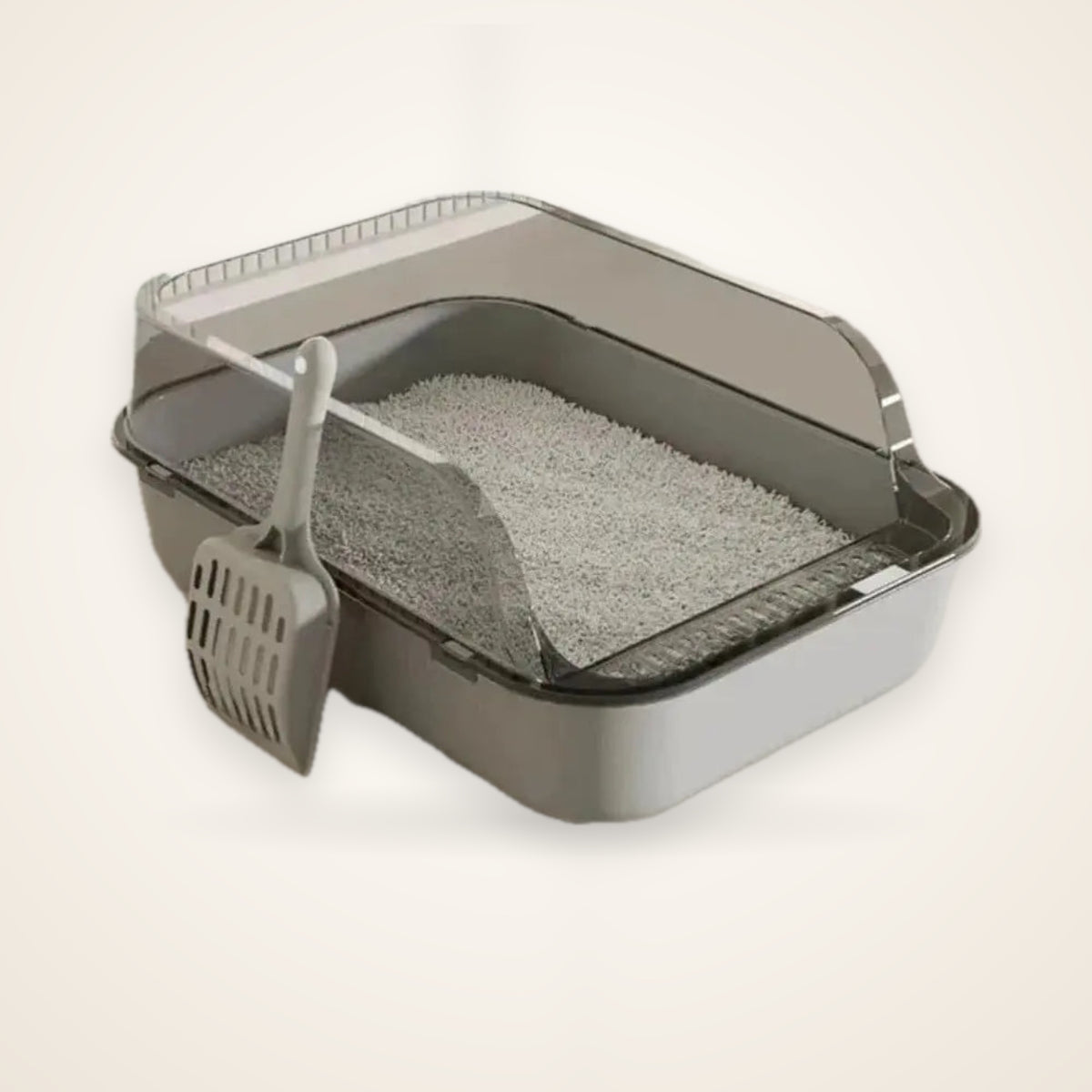 High-Sided Semi-Enclosed Cat Litter Box – studio photo