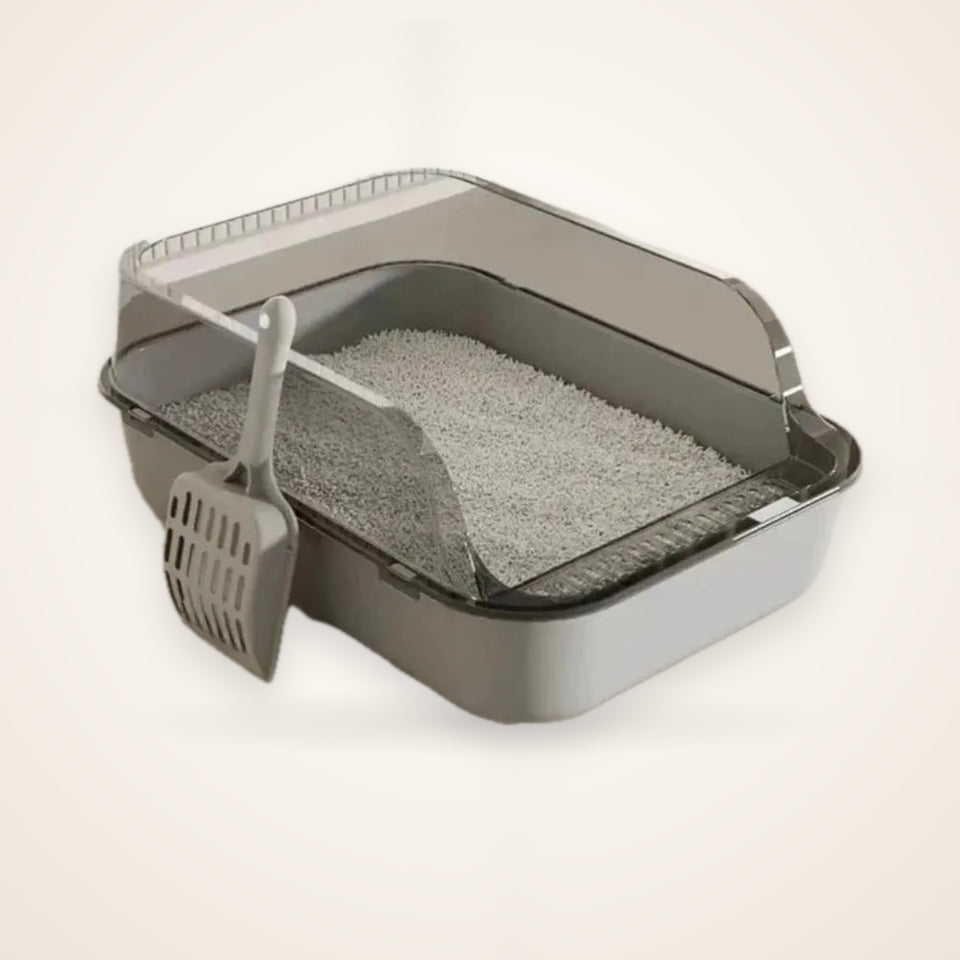 High-Sided Semi-Enclosed Cat Litter Box – studio photo