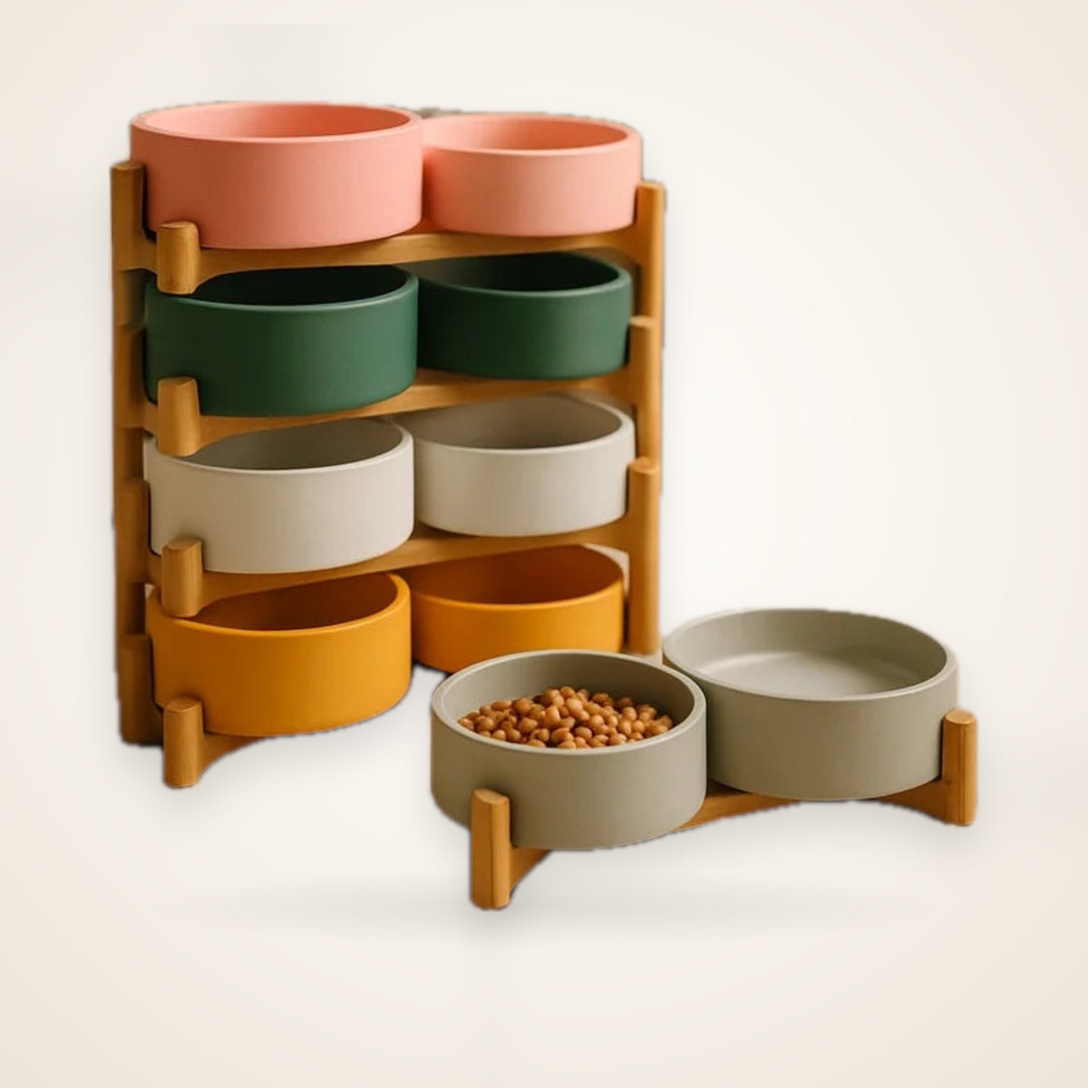Spill-Resistant Double Ceramic Pet Bowls – studio photo