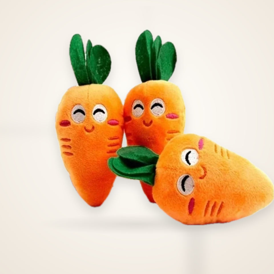 Carrot Plush Squeaky Chew Toy for Dogs – studio photo