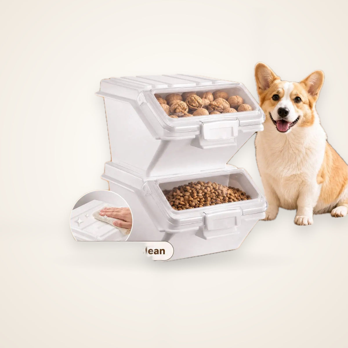 2 Pack Dog Food Storage Container with Scoop, 2 x 10L Large Airtight Pet Dog Food Bin,Container for Dog Treats Rice,Dog Cat Dry Food Bin,Baking Supplies,Flour,Rice,Kitchen – studio photo