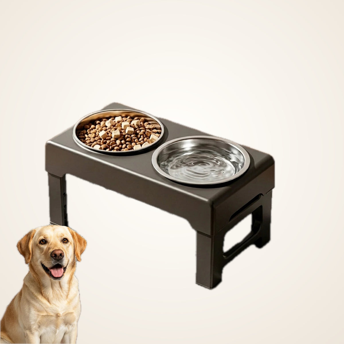Adjustable Elevated Double Dog Bowl Stand – studio photo